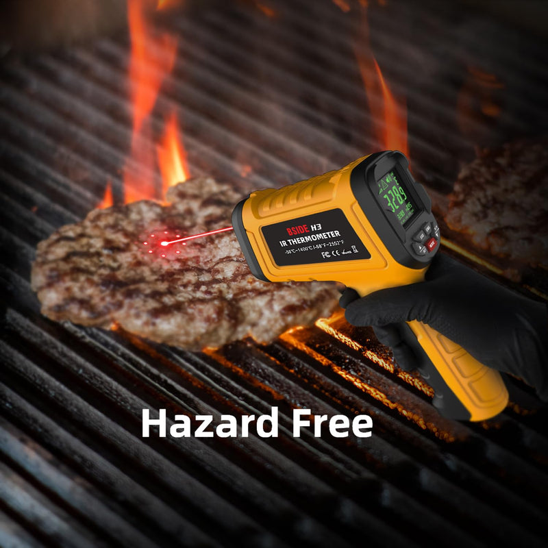 [Australia - AusPower] - BSIDE High Temp Infrared Thermometer Gun -58℉~2552℉(-50℃~1400℃), D:S=50:1, High Temperature IR Laser Pyrometer Non-Contact Color LCD Thermometer for HVAC Furnace Industry Forge Casting Metallurgy H3 (-58℉~2552℉) 