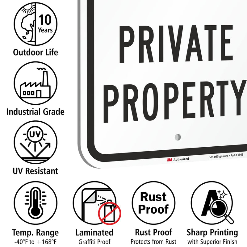 SmartSign "Private Drive - Private Property" Sign | 12" x 18" 3M Engineer Grade Reflective Aluminum Black on White