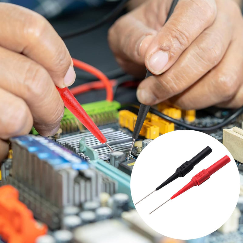 [Australia - AusPower] - Stainless Steel Back Probe Pins Kit, Non-Destructive Insulation Wire Piercing Test Leads, Fieldpiece Multimeter Tester Probes Needle for Banana Socket Plug, Car Tester 
