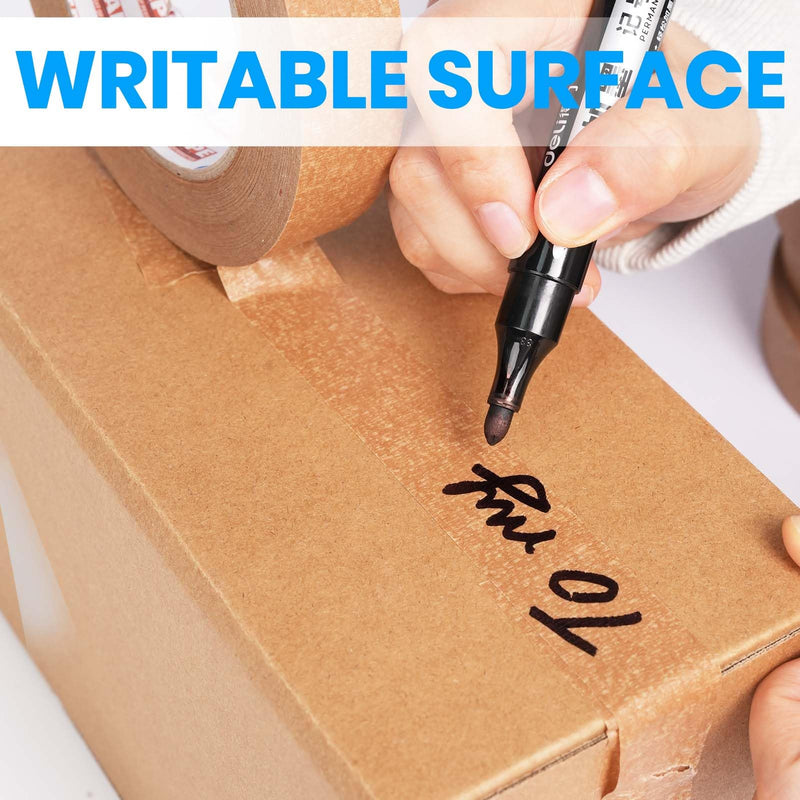 ADHES Kraft Paper Tape 1 Inch x 55 Yards x 12 Rolls, Narrow Packing Tape for Light Duty Sealing, Eco-Friendly Brown Paper Tape, Easy Tear & Writable, for Small Boxes, Labeling & DIY