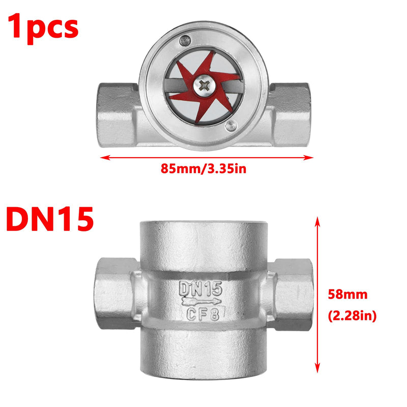 [Australia - AusPower] - Antrader 1/2"NPT Female 304 Stainless Window Sight Glass Flow Indicator with Impeller,1Pcs (DN15-1/2") DN15-1/2" 
