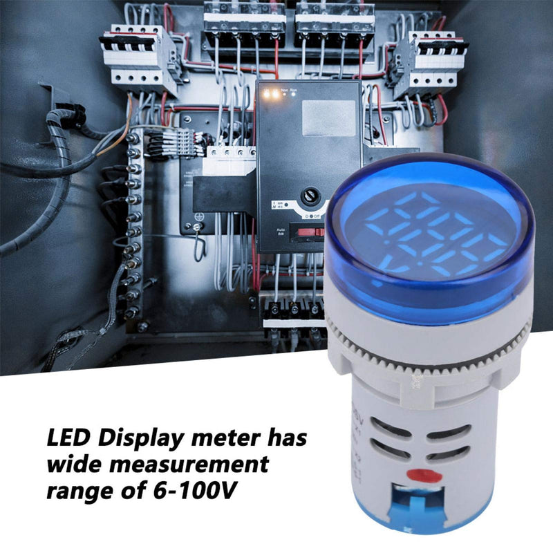 [Australia - AusPower] - Digital Mini LED Display Voltmeter, DC 6-100V LED Voltmeter Signal Light Digital Display DC Voltage Meter Indicator Round Lamp Tester (Blue) 