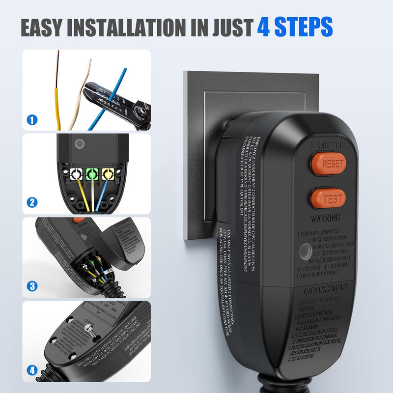 [Australia - AusPower] - GFCI Plug Replacement Auto Reset 15 Amp 3 Prongs, Waterproof, Ground Fault Circuit Interrupter Safety Plug for Air Conditioner, Hot Tub,Ovens,Pumping,Weeder,1 Pcs 1 