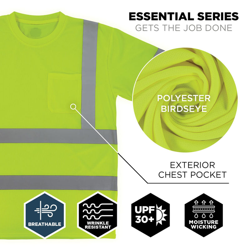 Ergodyne Unisex Adult Glowear 8367 Essential Hi-vis T-Shirt - Type R, Class 3 4X-Large Lime
