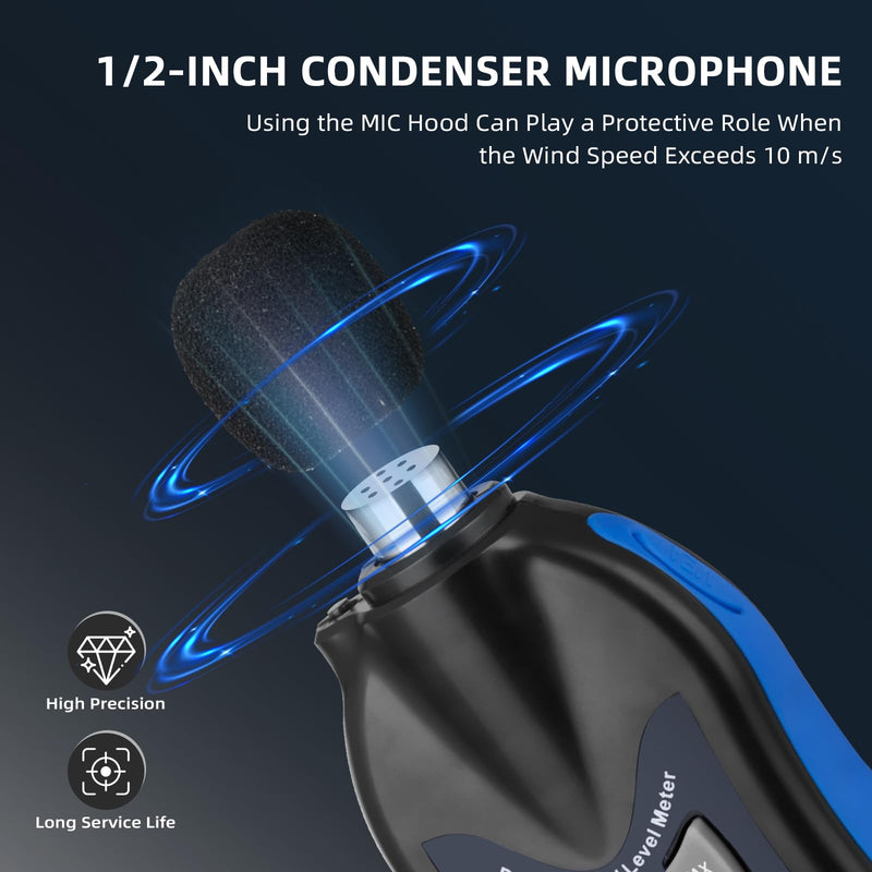 [Australia - AusPower] - Handheld Decibel Meter, Digital Sound Level Meter 30-130dBA SPL Decibel Monitoring Tester Sound Meter Noise Decibel Reader with Max/Min Hold Data Sensor LCD Backlight Display for Home Factory 