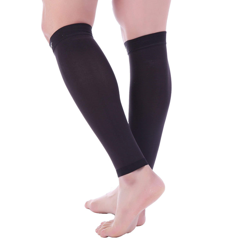 [Australia - AusPower] - Doc Miller Compression Calf Sleeve for Men & Women, Premium Medical Grade, 20-30mmHg Graduated, Shin Splints, 1 Pair Medium Black 