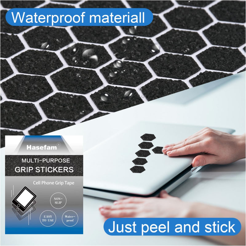 4 Pack Phone Grip Tape, Finger Grip Stickers Decal Clear Non Slip Kit Adhesive Traction for Cell Phone Cases Mouse Laptop Tablet Tools Black+Clear (4Pack)
