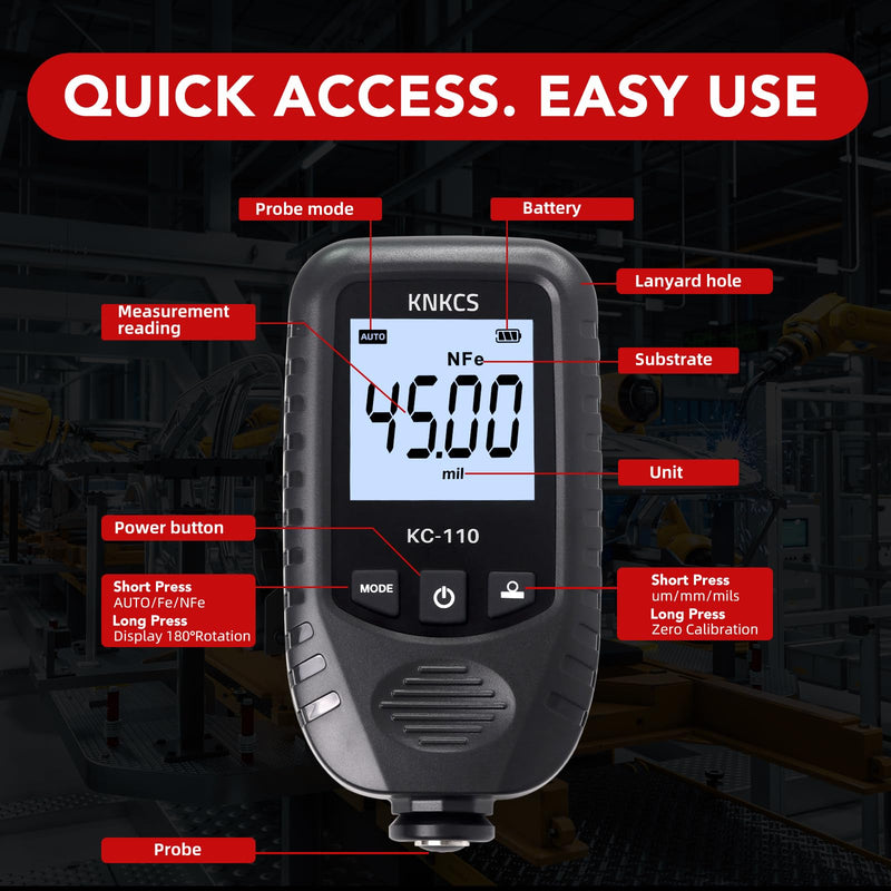 [Australia - AusPower] - Paint Thickness Gauge for Cars - Accurate Paint Meter for Iron/Aluminum/zinc Car Body Filler Tester for Used Car Buyers & Auto Body Shops, with 0.001 Mils Resolution & Continuous Measurement 