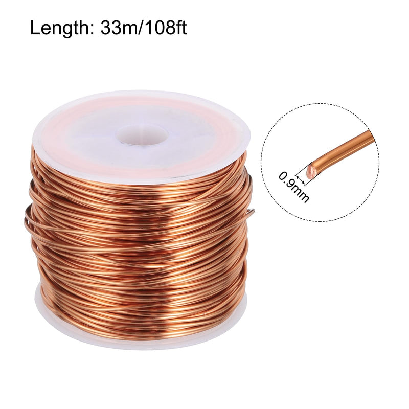 MECCANIXITY 0.9mm Magnet Wire 108ft Enameled Copper Wire Enameled Magnet Winding Wire Coil 200g 155C for Transformers Inductors