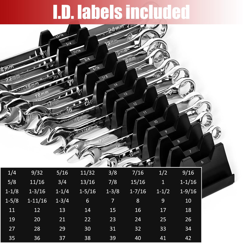 84 pcs Magnetic Modular Wrench Organizer Wrench Holder - Wrenchs Tool Organizers for Tool Drawer Storage, Wrenchs Rack with Metric SAE Labels, Tool Storage Set Holder Festival Mechanics pcs 84 PCS