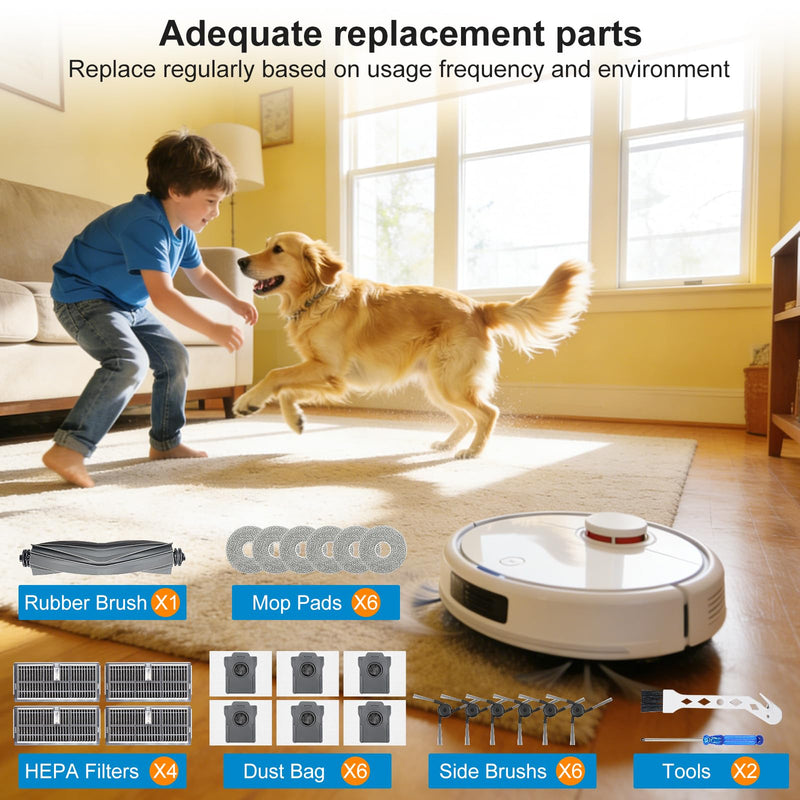 [Australia - AusPower] - 25 Pack Accessories for Dreame L40 Ultra / L40 Gen2 / X40 Ultra/Master, MOVA P10 / P50 Pro Ultra Robot Vacuum Replacement Parts - Main Brush, Active Filters, Mop Pads, Dust Bags, Side Brushes 