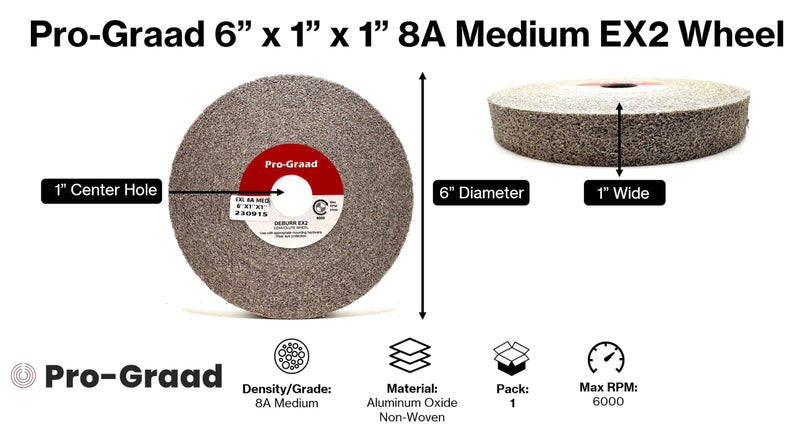 [Australia - AusPower] - EX2 Convolute Deburring Polishing Wheel - 6" x 1" x 1" 8A MED Grit Aluminum Oxide - Extra Durable - Metal Deburring, Finishing and Polishing Wheel - Convolute - (1 Pack) 