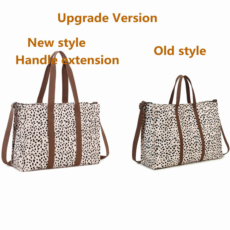 [Australia - AusPower] - Laptop Tote Bag for Women Work 15.6 inch Canvas Shoulder Bags Computer Messenger Purse Teacher Handbag Office Briefcase Leopard - Apricot 