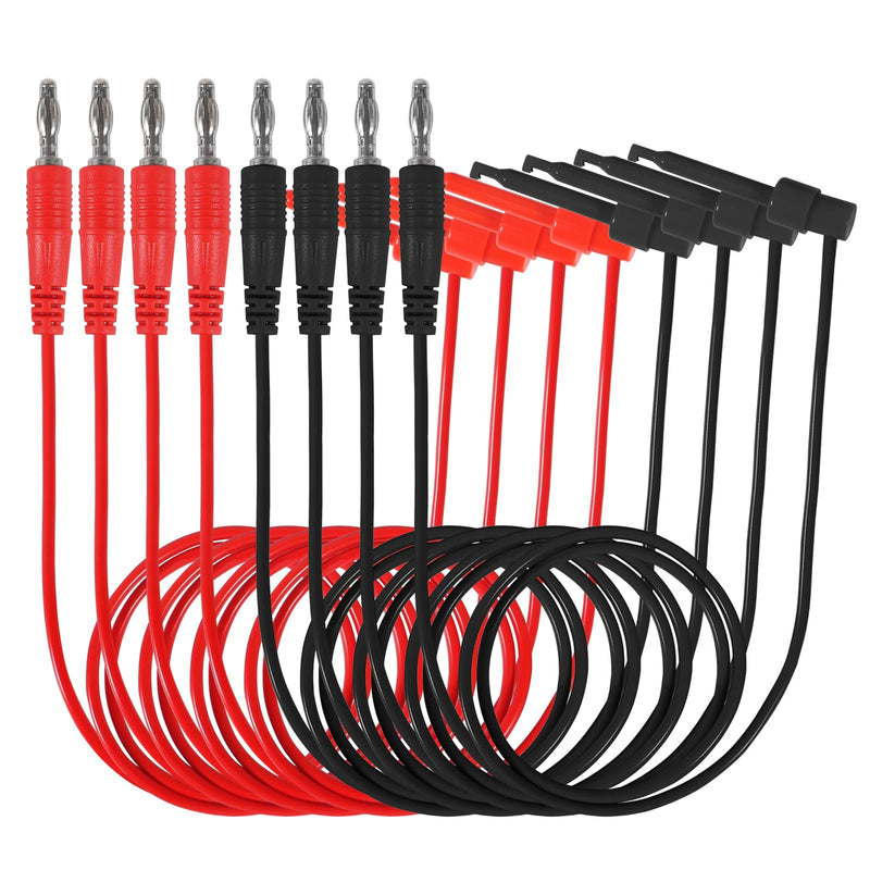 [Australia - AusPower] - 4Pair 4MM Banana Plug to Test Hook Clip Test Lead Cable for for Multi-Meter, Electrical Test Jumper Wire 100cm/3.3ft Electrical Connector 