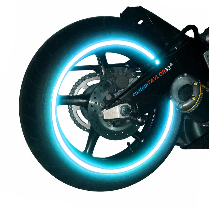 customTAYLOR33 Special Edition Baby Blue High Intensity Grade Reflective Copyrighted Safety Rim Tapes (10" (TIRE Size, for Standing E-Scooters, etc.)) 10" (TIRE Size, FOR Standing E-Scooters, etc.)