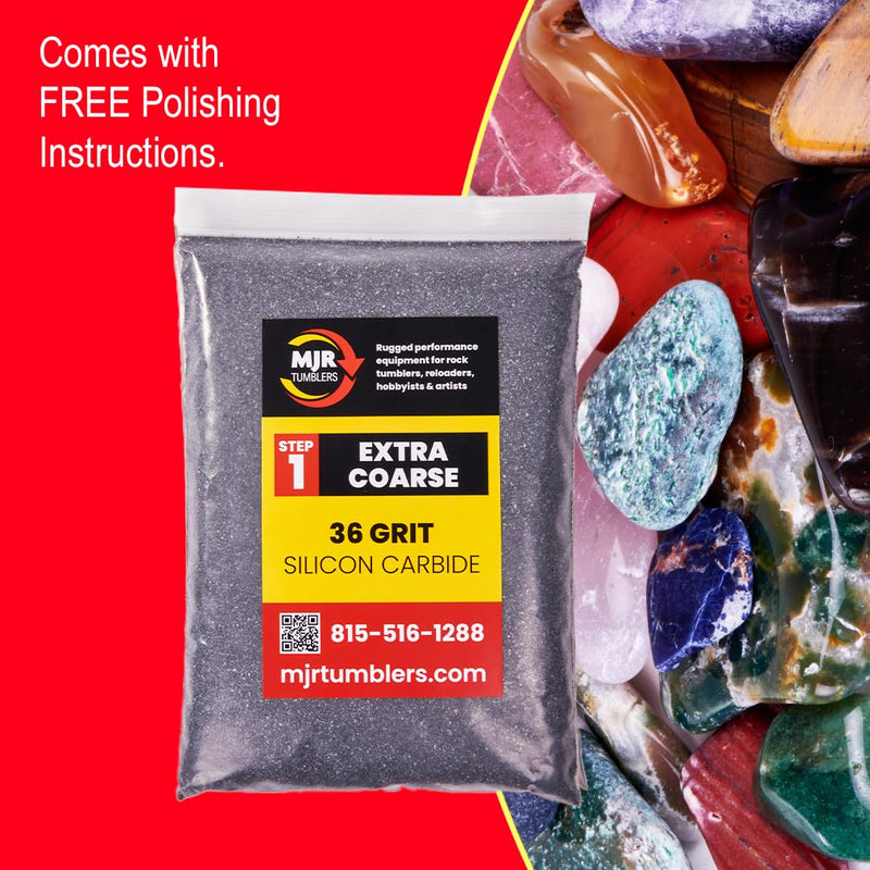 [Australia - AusPower] - 1lb MJR Tumblers 36 Grit Premium Extra Coarse Extremely Fast Cutting Silicon Carbide Rock Polishing Grit for Step/Stage 1, MJR Tumblers is a Disabled and Veteran Owned Company Proudly Located in USA 1 LB 36 Grit Step 1 