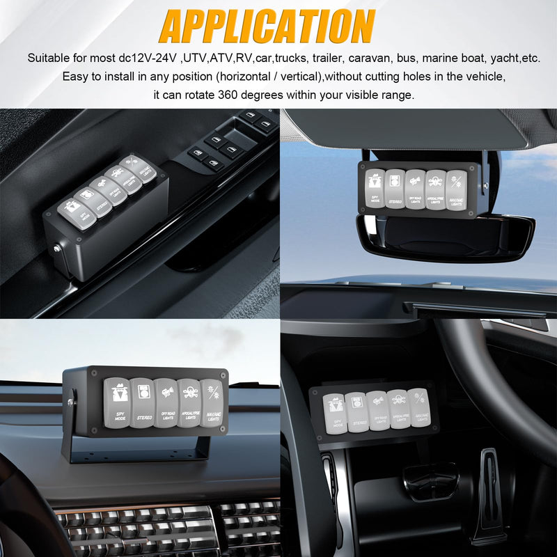 Rocker/Toggle Switch Box - 5 Gang Switches Installation housing for Pickup Truck Car UTV Off Road Marine… Large-5 Gang