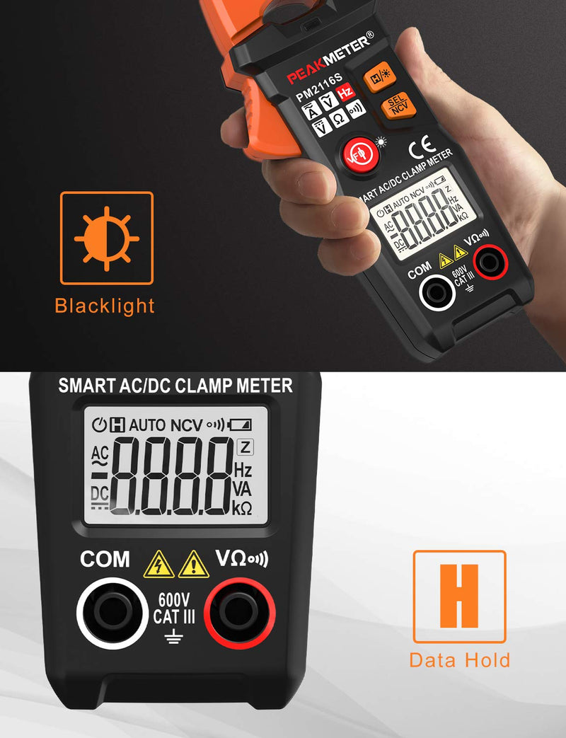 Full-Automatic Clamp Meter, TRMS 6000 Counts Multimeter with AC/DC Voltage & Current, Resistance, Continuity, Frequency, Detect; Auto-ranging Amp Volt Ohm Meter Voltage Tester with NCV