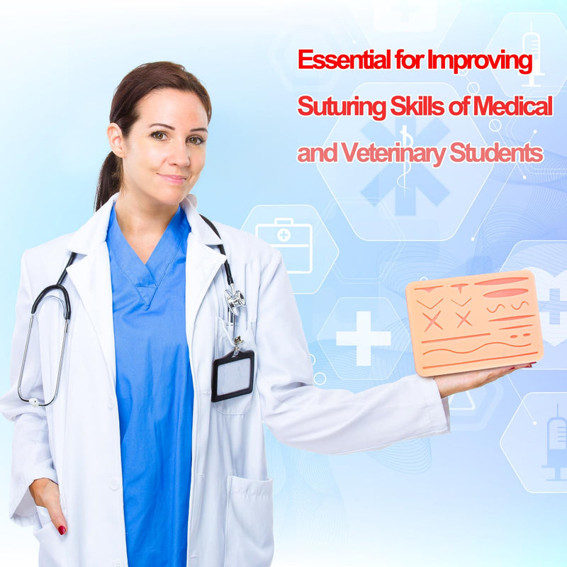 [Australia - AusPower] - ZENFUN 3 Packs Suture Practice Pad, 3 Layer Sature Pads for Medical, Silicone Suture Skin Kit with 14-19 Pre-Cut Wounds, Hard to Rip, Great Gift for Vet Students Veterinarian Nurses Training 