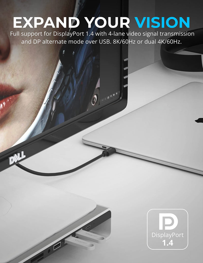 SABRENT Certified Thunderbolt 4 Cable, 2M (6.5ft) – 100W Power Delivery, 8K DisplayPort 1.4, 40Gbps Data Transfer, USB 4/3 Compatible, E-Marker Chip for MacBook, iPad, and Windows Devices (CB-T4M2) 78" Black
