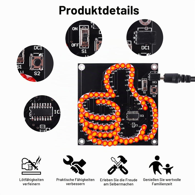DONGKER Soldering Kit, LED Light Soldering Exercise Set, DIY LED Lights, Electronic Kits for Students, Teaching and Learning Training, DIY Soldering Project Thumbs Up