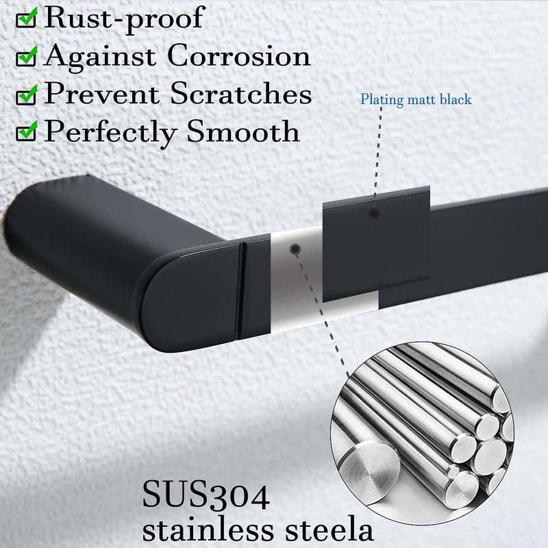 RANDOM Matte Black Towel Bar Rack Holder Rod 18 inch Hand Towel Holder for Bathroom Kitchen Heavy Duty Hardware Accessories Wall Mount Contemporary Hotel Style.96026-2-18MB 18 Inch (1 Piece)