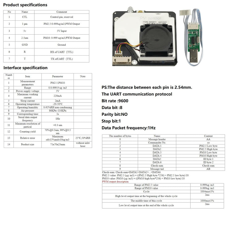 [Australia - AusPower] - PM Sensor SDS011 High Precision Laser PM2.5 Air Quality Sensor Detection Module Super Dust Digital Output 