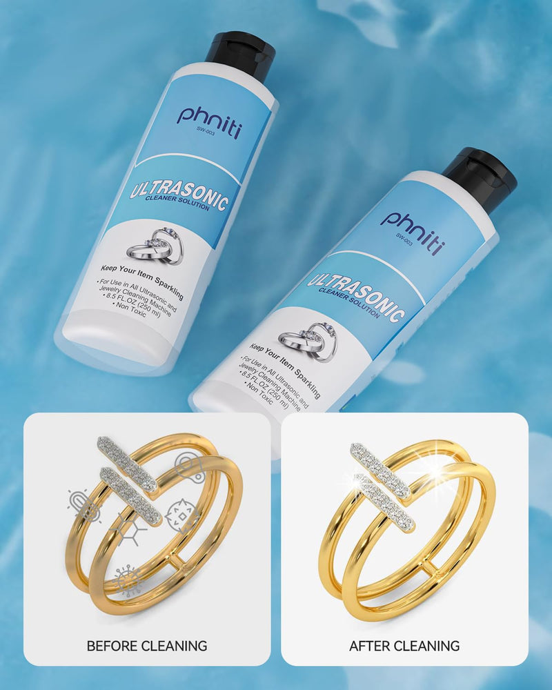 [Australia - AusPower] - Phniti Ultrasonic Jewelry Cleaner Solution 8.5 FL OZ (250ml), Ultrasonic Jewelry Eye Wear Cleaning Solution Concentrate for Gold, Silver, Platinum Diamonds Cleaning 1 