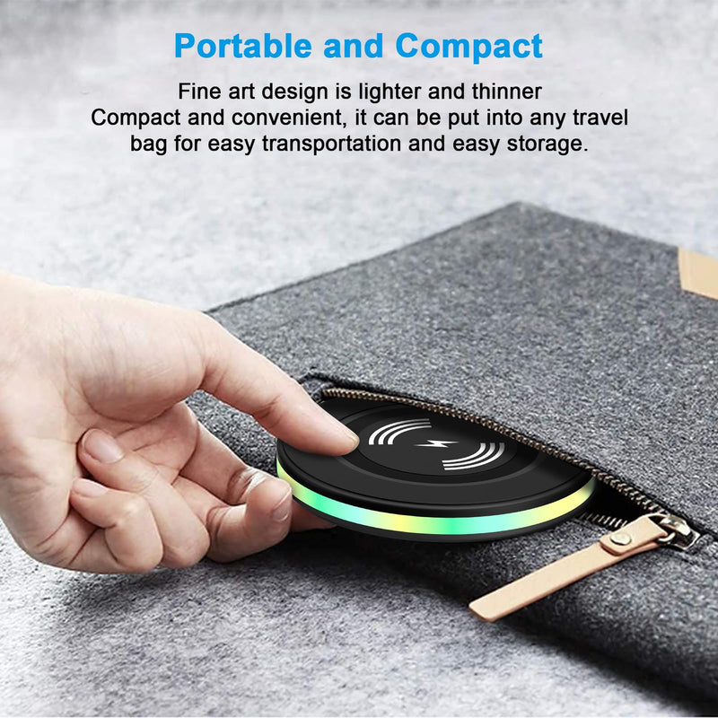 [Australia - AusPower] - 15W Samsung Wireless Charger Fast Charging for Samsung Galaxy S24 S23 Ultra S22+ S21 S20 FE S10 S9, Wireless Charger Pad Phone Charging Station for iPhone 15 14 13 12 11, Google Pixel 8 Pro 7a 6 Pro 1-Pack Black 