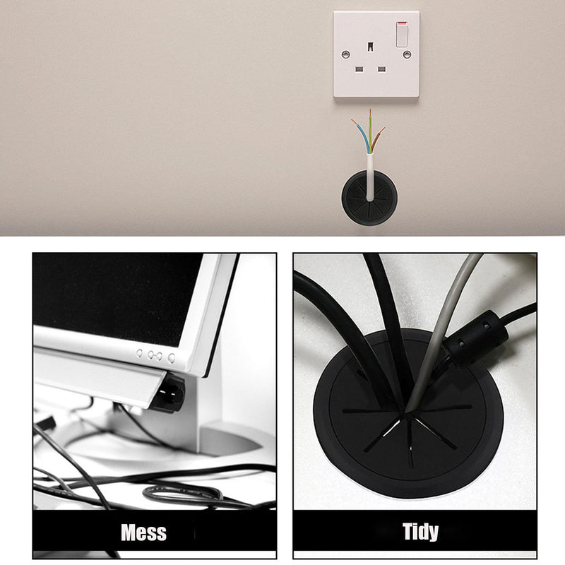 [Australia - AusPower] - Desk Grommet, 6PCS Flexible 2 Inch (50mm) Desk Cable Grommet Desk Cable Hole Covers with Hole Saw, Ideal Solution for Office and Home Table Cable (Black, 2Inch_50mm) (Black) 6PCS 2inch_50mm Black 