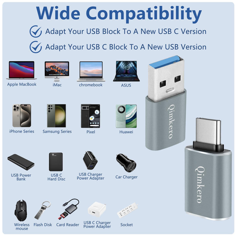 [Australia - AusPower] - (4-Pack) 2 * Type C Female to A Male Charger Converter & 2 * USB C Male to USB Female OTG Adapter, for iPhone 12, 13, 14, 15, Apple, AirPods, iPad, MacBook, Samsung Galaxy S23, S22,MacBookPro 