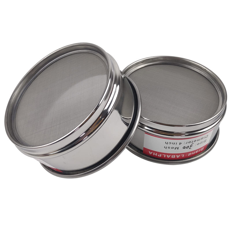 LABALPHA 300 Mesh Lab Sieves, Test Sieve #300 Mesh, 4'' Diameter, 304 Stainless Steel Wire Cloth (0.054mm) 300 mesh (0.054mm)