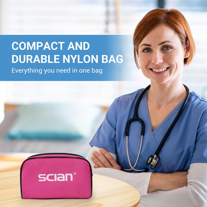 [Australia - AusPower] - SCIAN Manual Blood Pressure Cuff - Aneroid Sphygmomanometer with European Cuff 8.7-16.5" and D-Ring, Come with Carrying Bag for Nurse Doctor Senior Adult, Pink Pink (M Cuff 8.7-16.5") 