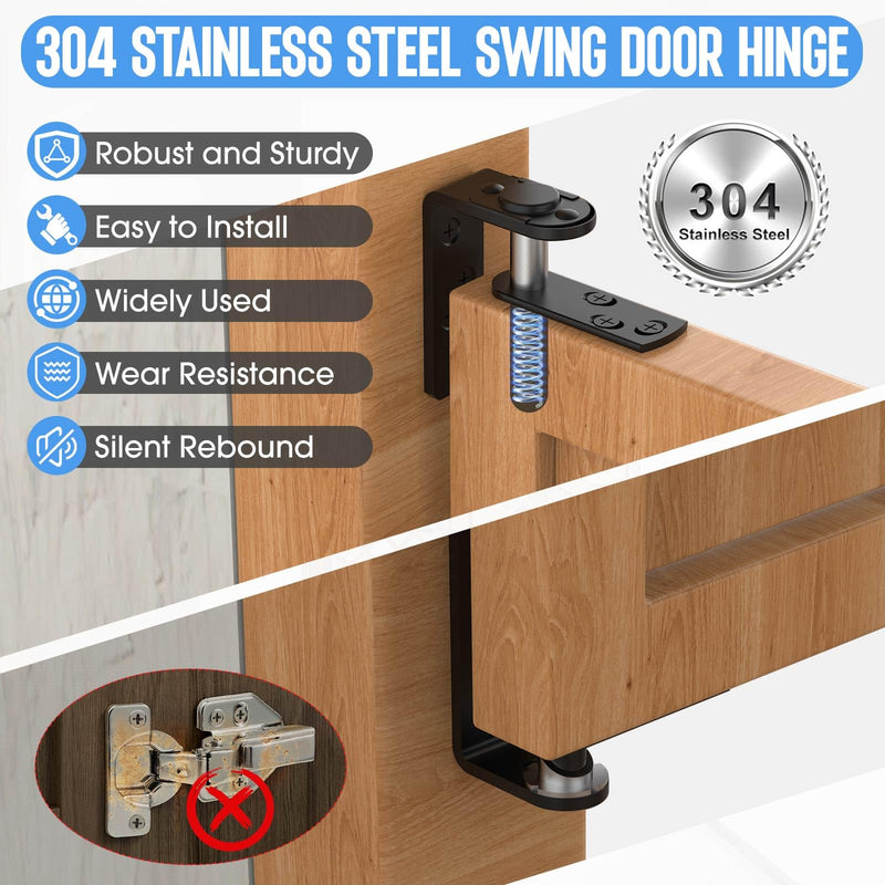 Heavy-Duty Self Closing Saloon Door Hinges, 304 Stainless Steel Self-Return Dual Swing Cafe Hinges for Bar, Patio Doors (1, Large) 1