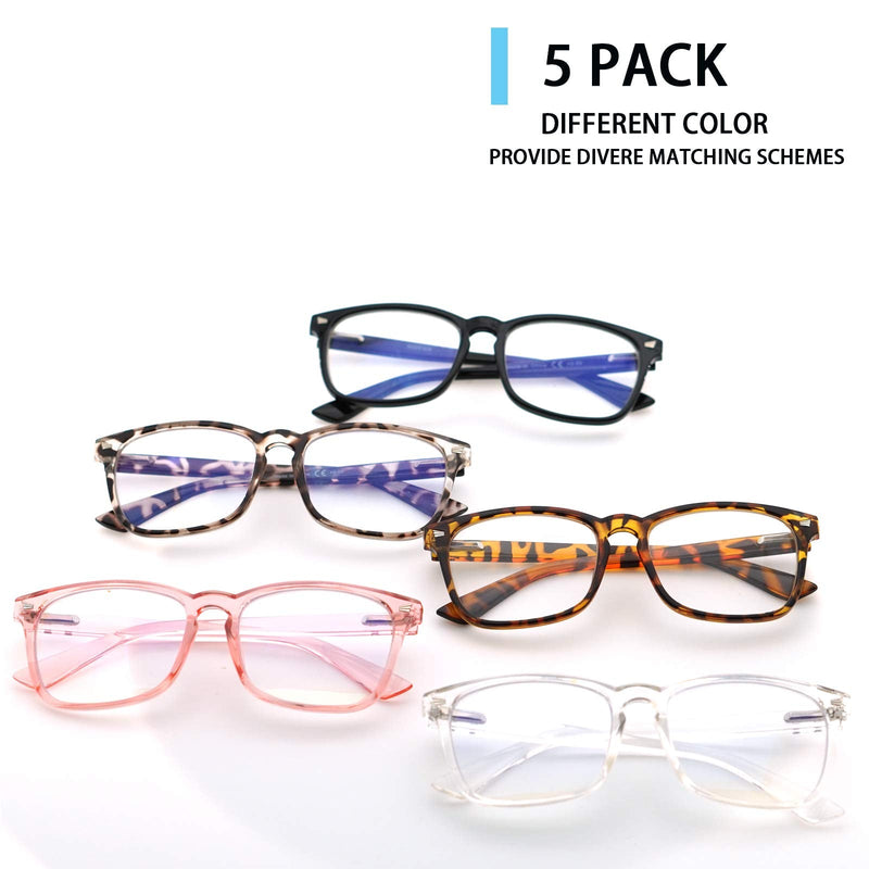 [Australia - AusPower] - VIDEBLA 5 Pack Blue Light Blocking Reading Glasses,Spring Hinge Readers for Women Men,Anti UV Ray Filter Nerd Eyeglasses Mix 1.5 x 