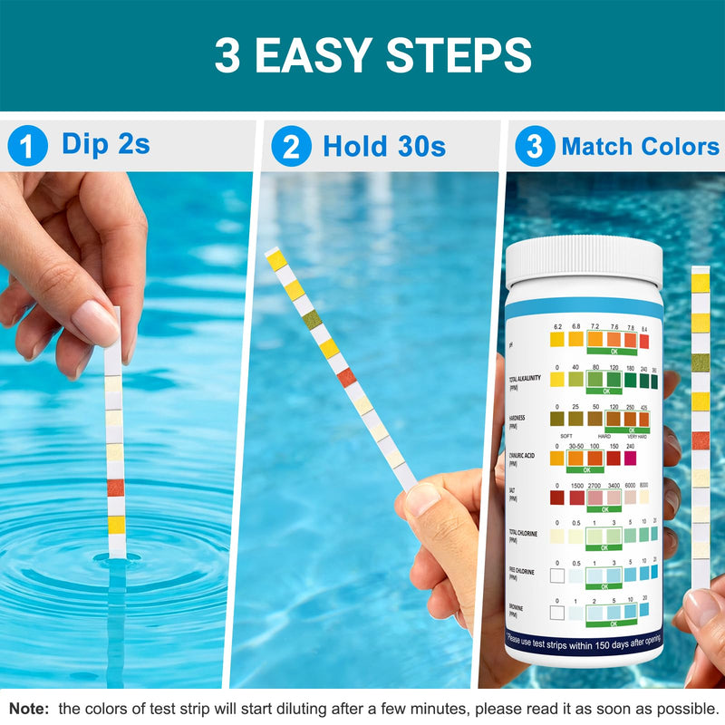 [Australia - AusPower] - 9 in 1 Pool Test Strips, 120 Total Strips, 100 8-Way Water Test Strips + 20 Copper Test Strips, Test pH, Salt, Hardness, Bromine, Alkalinity, Chlorine, Chlorine, Cyanuric Acid and Copper 9 in 1 
