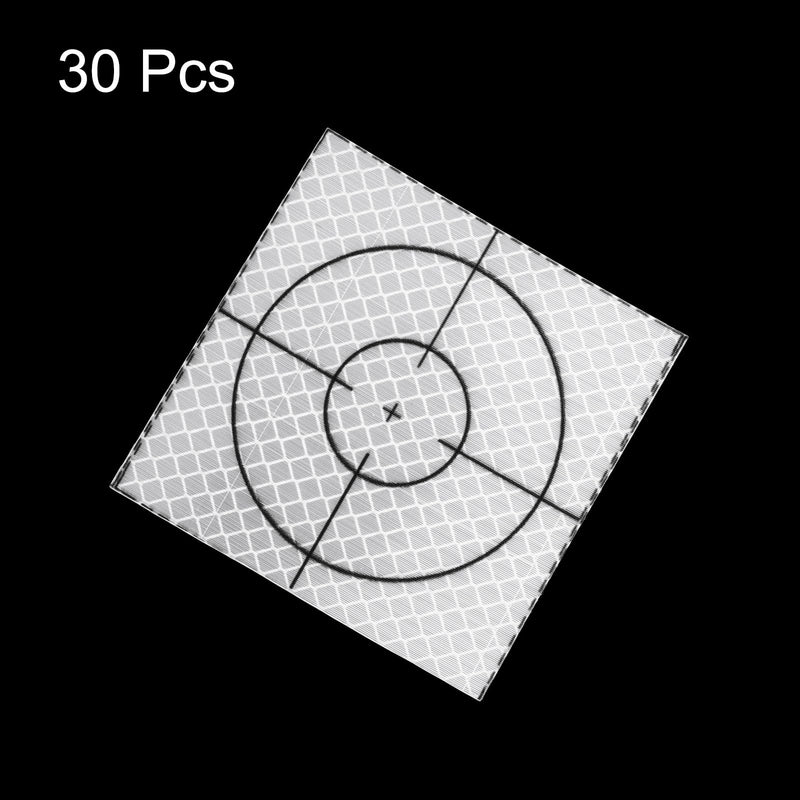 HARFINGTON 30pcs Survey Reflector Sheets 80mm x 80mm Self-Adhesive Surveying Target Mark Sticker Total Station Reflective Sheet Tape for Ship Inspection Tunnel Measure, Silver 30
