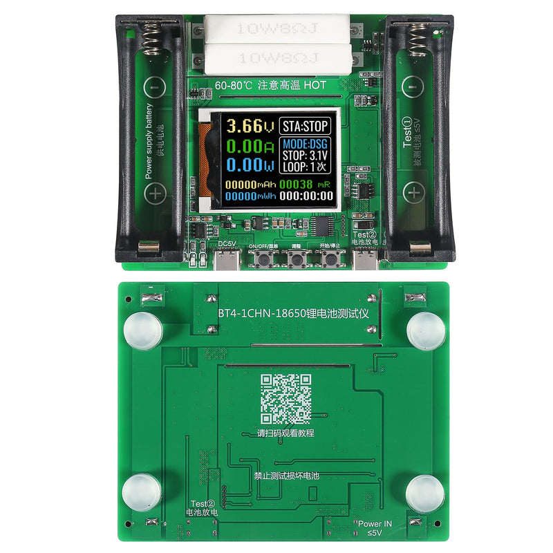 [Australia - AusPower] - 1Pcs Type-C 18650 Battery Capacity Tester Lithium Battery Internal Resistance Digital Display Detector 1-Channel Automatic Charge Discharge Module for Flat Ends 18650 Batteries 