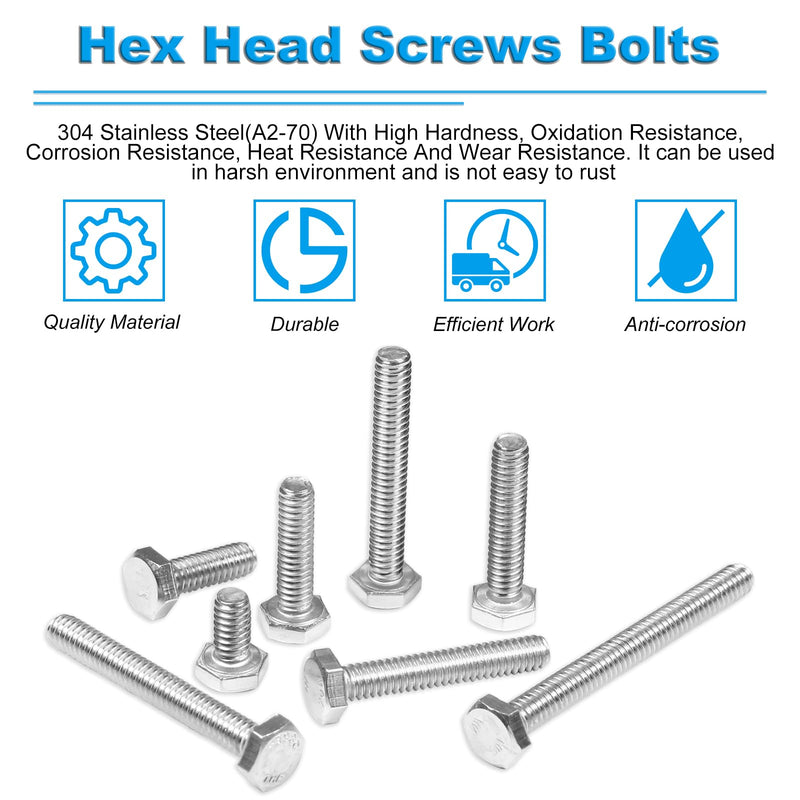 [Australia - AusPower] - Yinpecly 30Pcs 1/4-20 x 1 Hex Bolts,1/4"-20 Hex Head Cap Screws Hexagon Bolts, 304 Stainless Steel, External Hex Drive, UNC Coarse Thread Fully Threaded 1/4-20 x 1" 