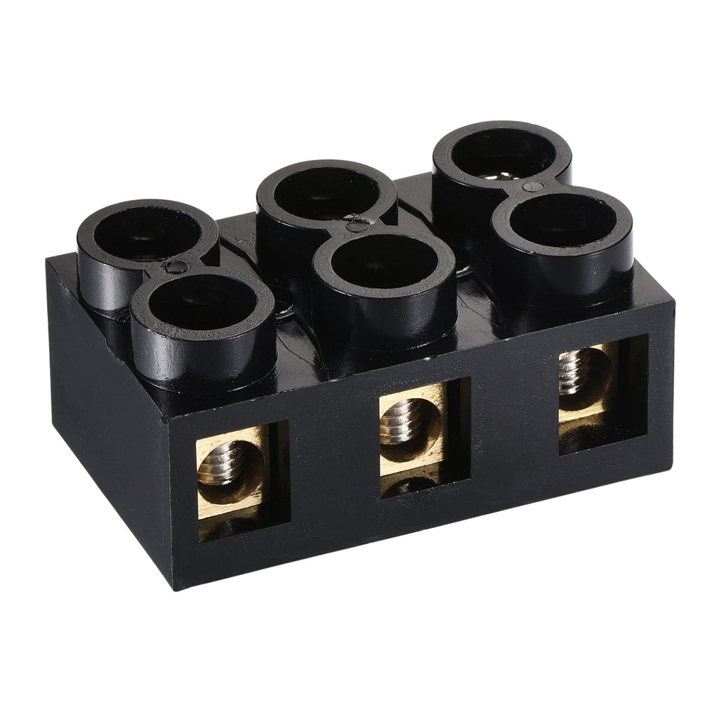 MECCANIXITY Terminal Block 500V 60A Dual Row 3 Positions Screw Electric Barrier Strip