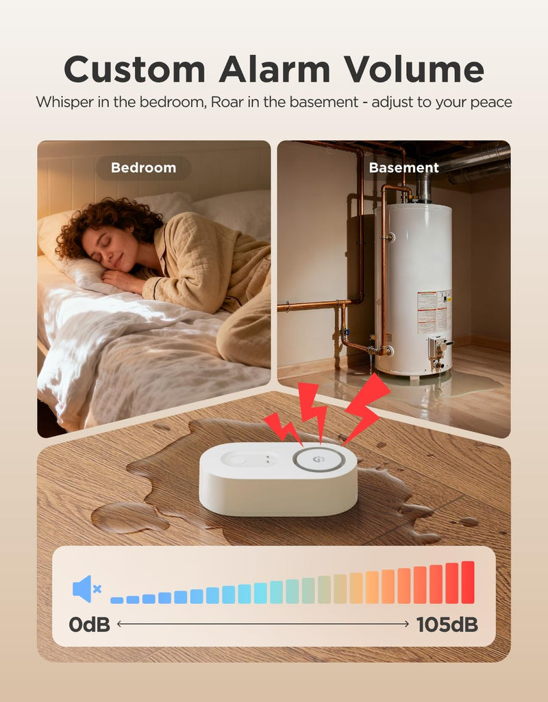 GoveeLife Upgraded Smart Water Leak Detector 1s with 1804 ft Ultra-Long Range, WiFi Water Sensor with SMS/Email/APP Push and Sound Alarm, 5-Year Battery Life, Suit for Home, Basement, Kitchen, 2 Pack Gateway+2 sensor