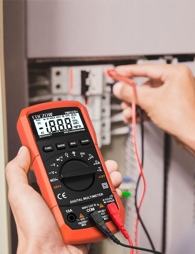 [Australia - AusPower] - Digital Multimeter,Multimeter Tester, High Sensitivity Voltmeter Ammeter Ohmmeter NCV Circuit Checker Measures AC/DC Voltage,AC/DC Current, Resistance, Diodes, Continuity, Transistor (Black) Black 
