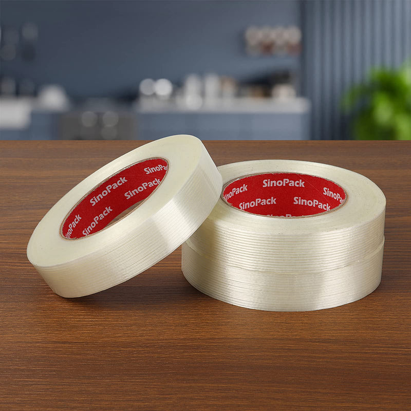 [Australia - AusPower] - Strapping Tape 3Pack 5.5Mil x 1in x 50yds Strapping Tape 1 inch Heavy Duty Strong Tape Fiberglass Reinforced Filament Tape 3 
