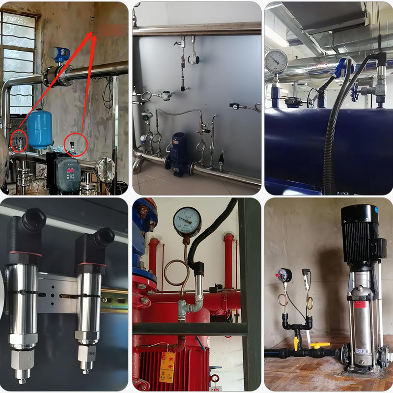 Stainless Steel Pressure Transducer, Pressure Sensor Silicon Pressure Transmitter Sensor Water Flow Sensor 4-20mA Output G1/4 Inch for Water Gas Oil (0-0.2 MPA) 0-0,2 MPA