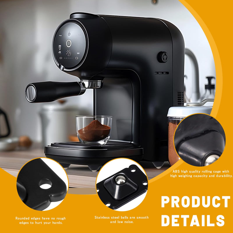 [Australia - AusPower] - 24 Pack Mini Self Adhesive Small Caster Wheels, 1 Inch Stainless Steel Appliance Rollers, 360° Swivel Sticky Appliance Ball Rollers for Furniture Kitchen Countertop Storage Box (Black) black 