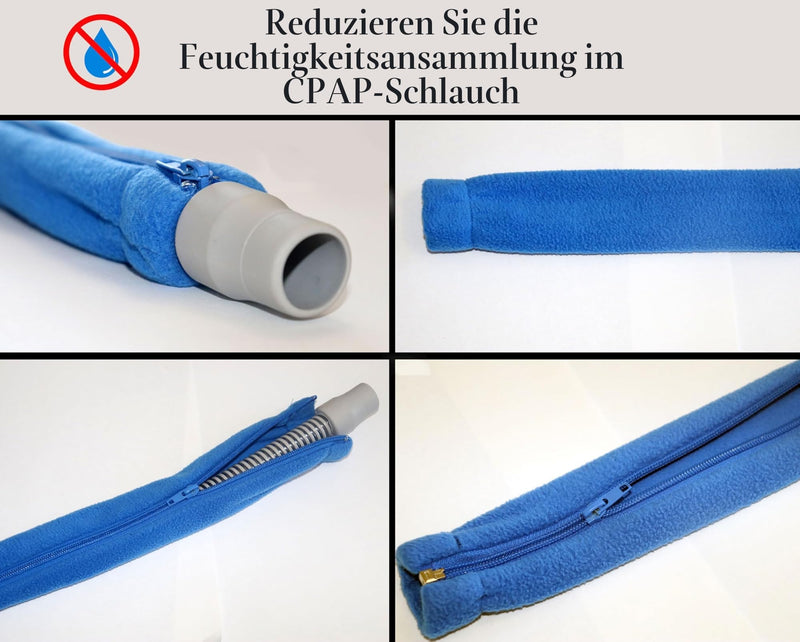 CPAP Hose Cover with 4 Retaining Clips, Soft Fleece Hose Insulator with Zipper, Universal and Fits Most CPAP Hoses.