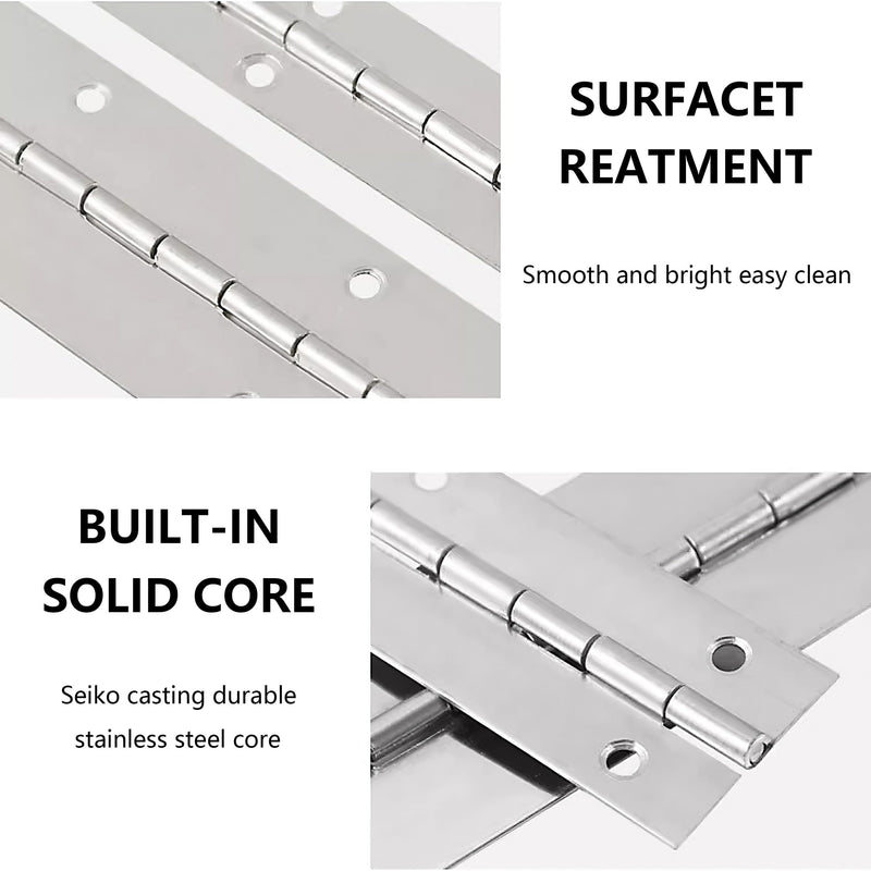 [Australia - AusPower] - 4pcs 12inch Piano Hinge, Stainless Steel Continuous Hinge, Piano Hinges Heavy Duty with 48pcs Screws for Cabinets Boat Marine Door DIY Woodworking Storage Box Hatche Furniture Hardware Silver 