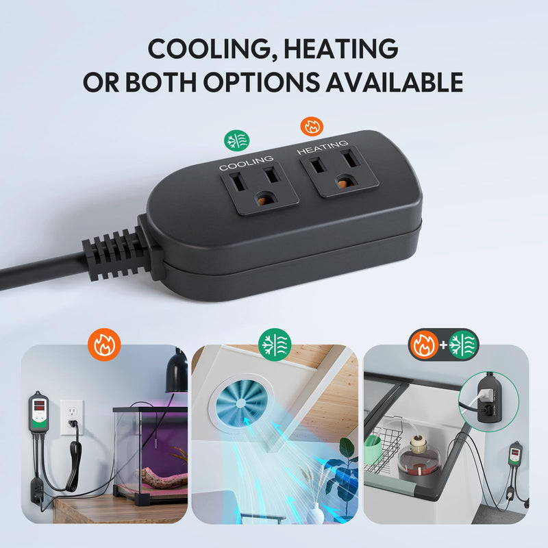 [Australia - AusPower] - Inkbird 2025 Updated Temperature Controller, Reptile Thermostat ITC-308 Digital Heating and Cooling Temp Controller for Attic Fan, Carboy, Freezer, Grow Tent 