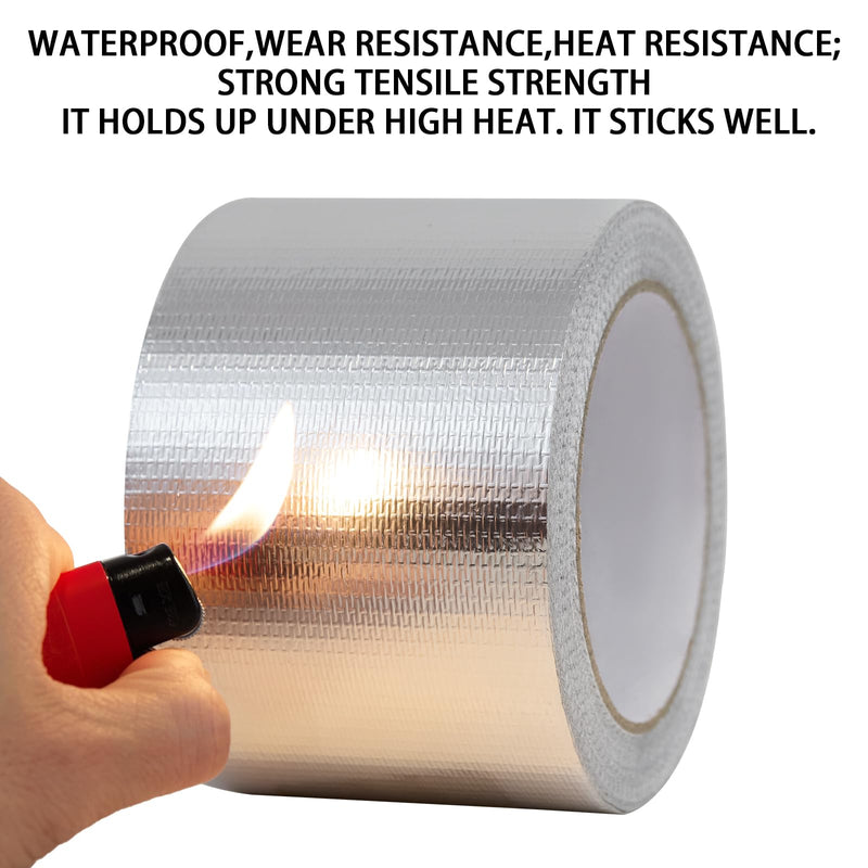 Aluminum Foil Tape - 3 Inch X 66 Feet, 5.91 Mil Thick Fiberglass Reinforced High Temperature Heat Shield Tape for HVAC, Hose and Auto Use