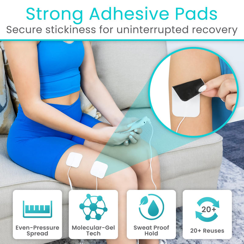 [Australia - AusPower] - Vive 50 Mode TENS Machine for Pain Relief Therapy - EMS & Tens Muscle Stimulator for Back, Body, Recovery, Cramps - Rechargeable Unit with 8 Reusable Electrode Pads & Adjustable Intensities 
